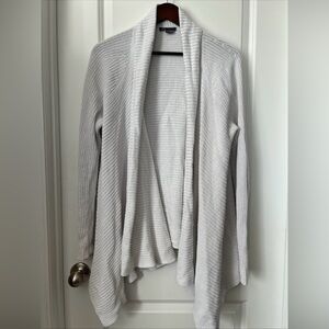 Vince Open Front Knit Cardigan Size Large Silver Gray Long Sleeve 100% Cotton